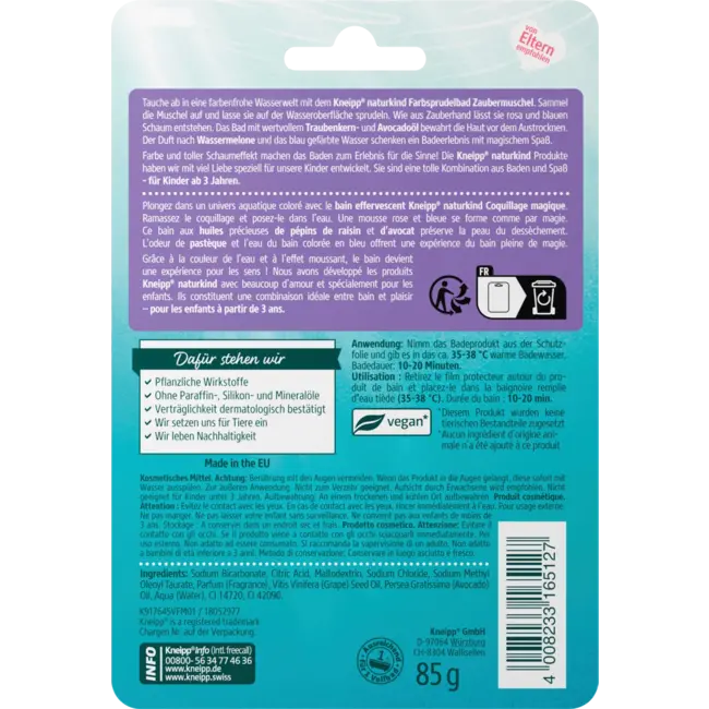 Kneipp Naturkind Kinderbadadditief Toverschelp Kleurbubbelbad 85 g