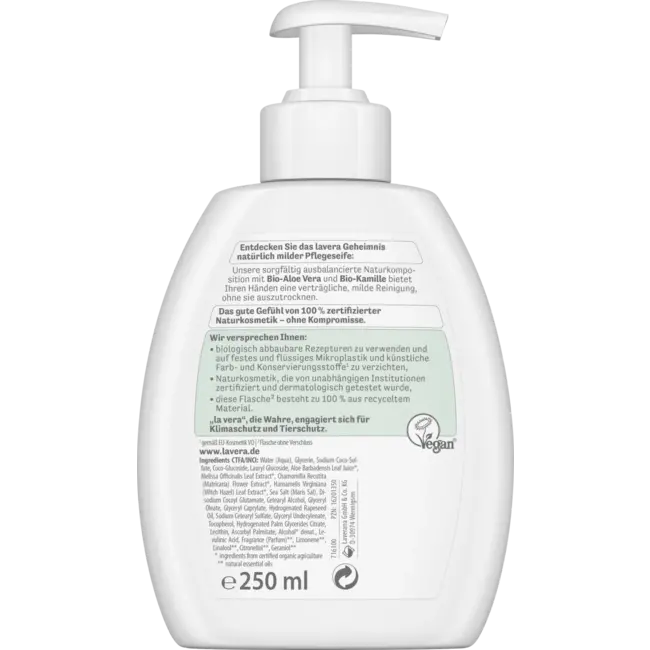lavera Vloeibare Zeep Basis Gevoelig Biologische Aloë Vera & Biologische Kamille 250 ml