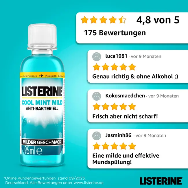 Listerine Mondspoeling Cool Mint Milde Smaak Travelsize 95 ml