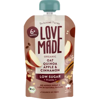 LoveMade Organics LoveMade Organics Quetschie Havermoutpap, Appel, Pastinaak, Quinoa En Kaneel, Vanaf 6 Maanden