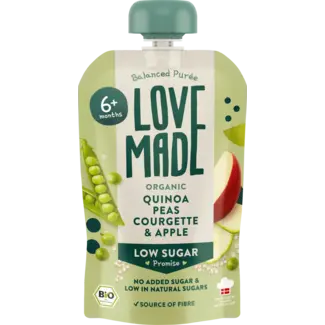 LoveMade Organics LoveMade Organics Quetschie Erwten, Courgette, Appel En Quinoa, Vanaf 6 Maanden
