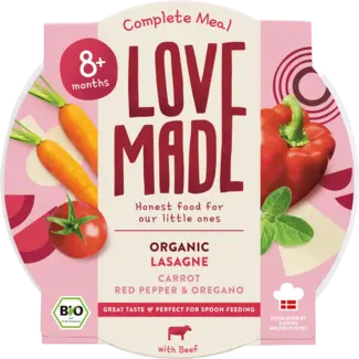 LoveMade Organics LoveMade Organics Menu Lasagne Met Wortelen, Paprika 's, Oregano, Vanaf 8 Maanden