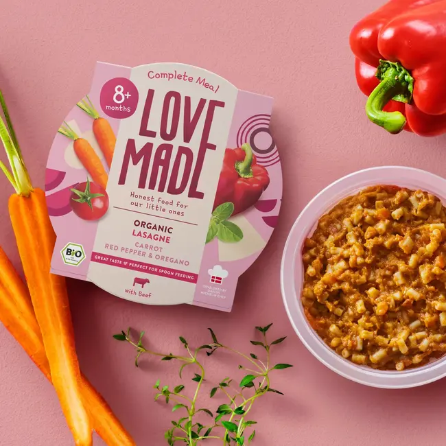 LoveMade Organics Menu Lasagne Met Wortelen, Paprika 's, Oregano, Vanaf 8 Maanden 185 g