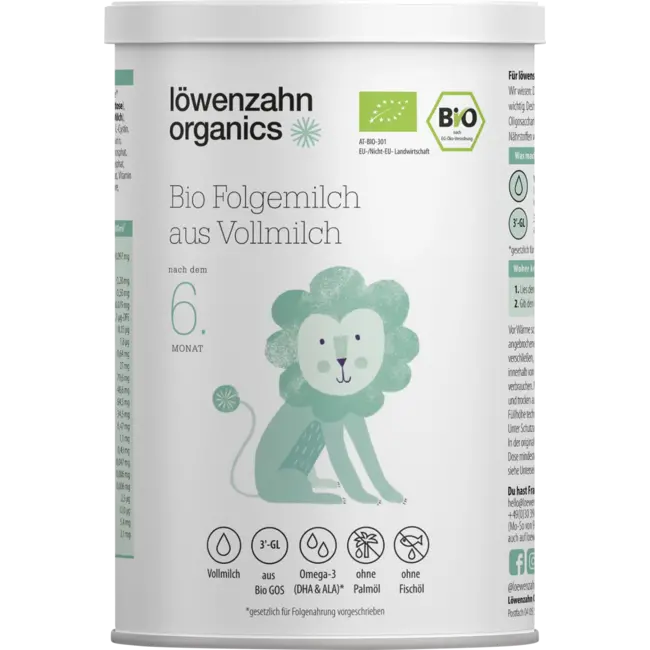 Löwenzahn Organics Vervolgmelk Op Basis Van Volle Melk, Vanaf 6 Maanden 400 g
