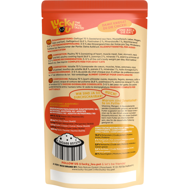 Lucky Lou Natvoer Kat Met Gevogelte "gevogelte De Geest", Volwassen 125 g