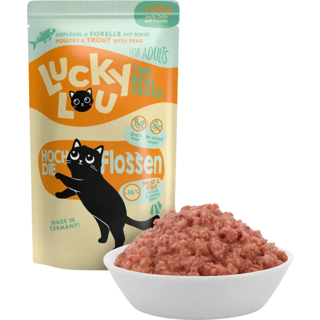 Lucky Lou Natvoer Kat Met Gevogelte & Forel "hoog De Vinnen", Volwassen 125 g