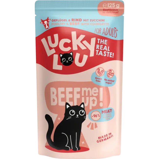 Lucky Lou Natvoer Kat Met Gevogelte & Rund "beef Me Up", Volwassen 125 g