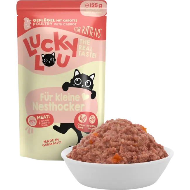Lucky Lou Natvoer Kat Kitten Met Gevogelte "voor Kleine Nestkrukjes", Junior 125 g
