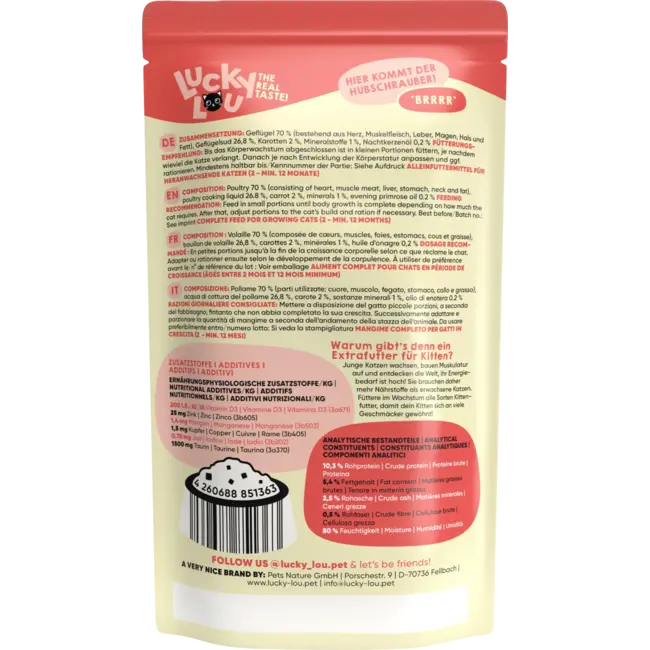 Lucky Lou Natvoer Kat Kitten Met Gevogelte "voor Kleine Nestkrukjes", Junior 125 g