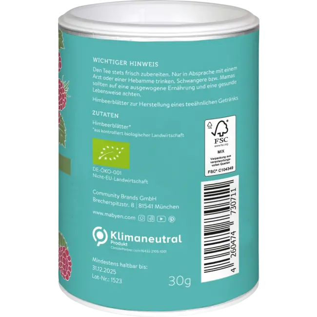 Mabyen Kruidenthee Mama Frambozenblaadjes, Los 30 g