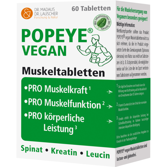 Madaus & Lauscher Popeye Vegan Spiertabletten 60 Stuks 106 g