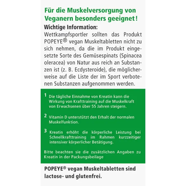 Madaus & Lauscher Popeye Vegan Spiertabletten 60 Stuks 106 g