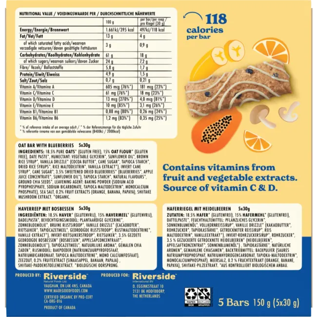 Made Good Mueslirepen, Blueberry Flavour, Soft Baked Oat Bars (5 Stuks) 150 g