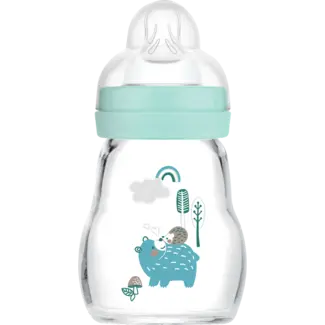 MAM MAM Glazen Babyflesje Feel Good Elements, Mint, Vanaf De Geboorte, 170 Ml