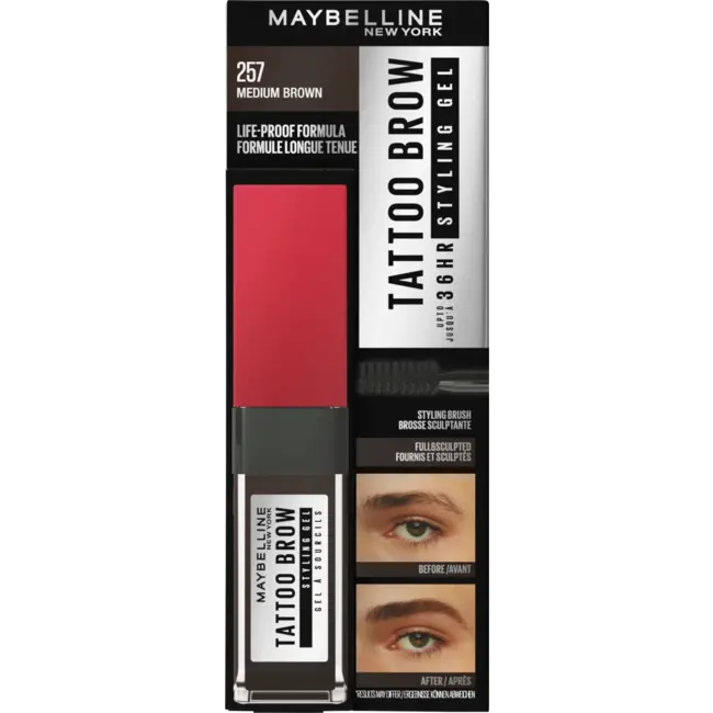Maybelline New York Wenkbrauwgel Tattoo Brow 36H Nr. 257 Medium Brown 6 ml