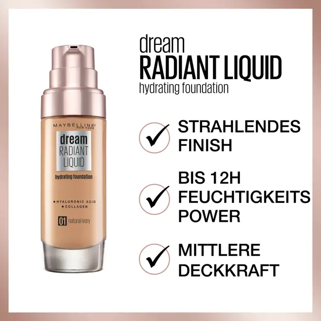 Maybelline New York Foundation Dream Radiant Liquid 10 Ivoor 30 ml