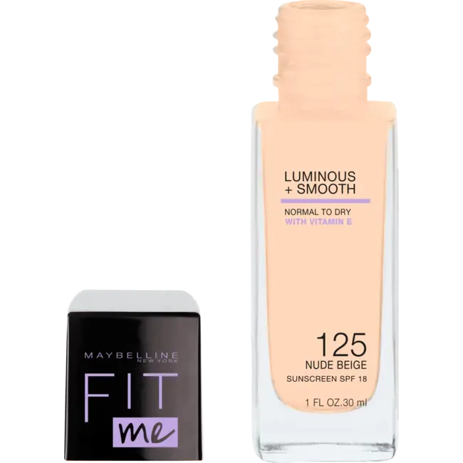 Maybelline New York Foundation Fit Me Vloeibaar 125 Nude Beige, LSF 18 30 ml