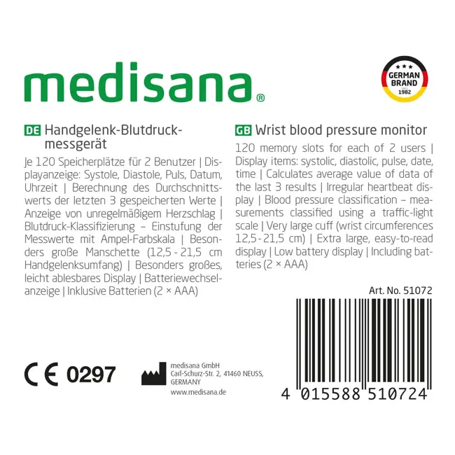 Medisana Polsbloeddrukmeter BW 315 1 St