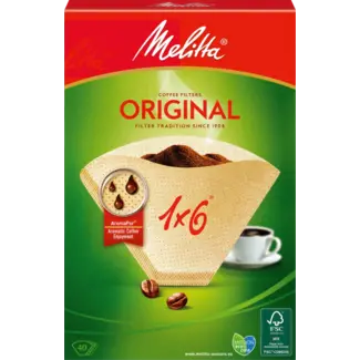 Melitta Melitta Koffiefilterzakken Origineel 1x6 Naturel Bruin