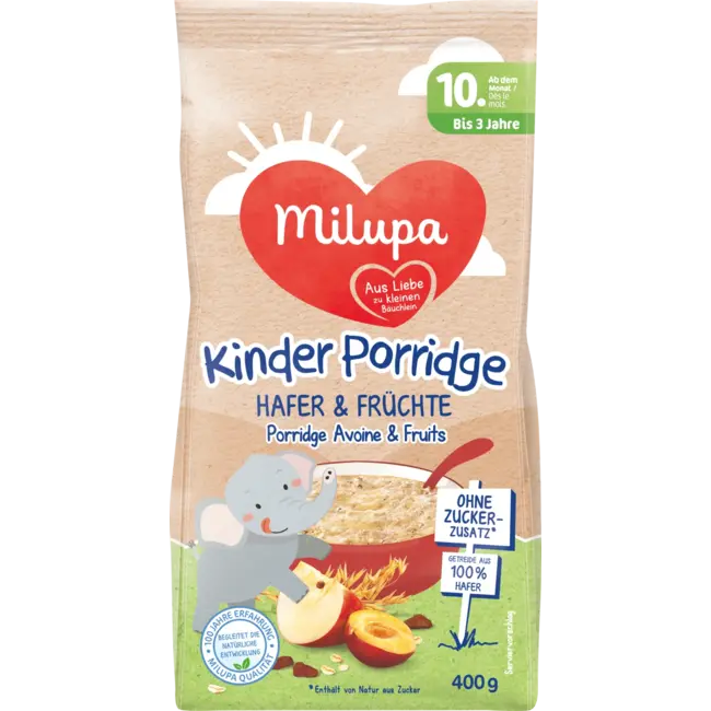 Milupa Porridge Kinderen Haver & Fruit Vanaf De 10e Maand 400 g