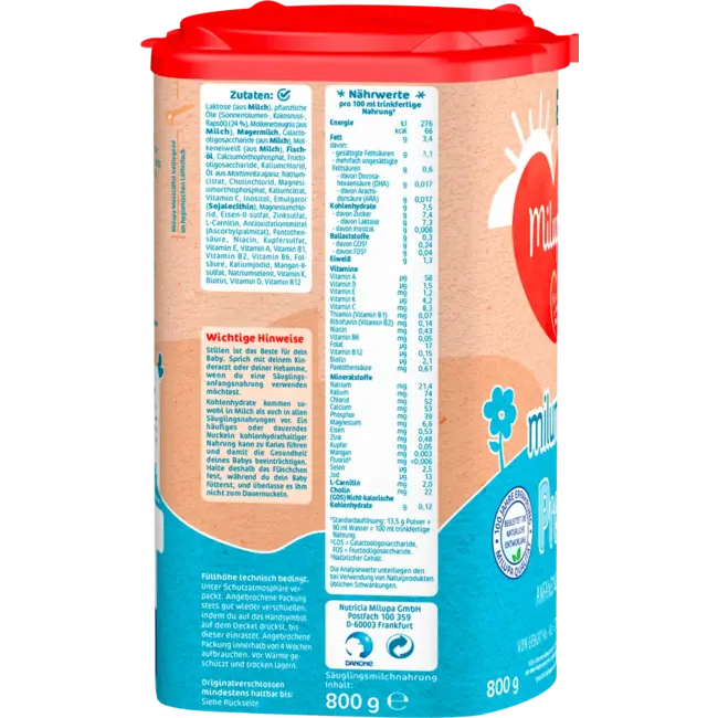 Milupa Aanvangsmelk Pre Milumil Vanaf De Geboorte 800 g