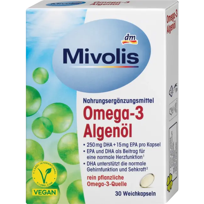 Mivolis Omega-3 Algenöl, 30 Kapseln 30 St