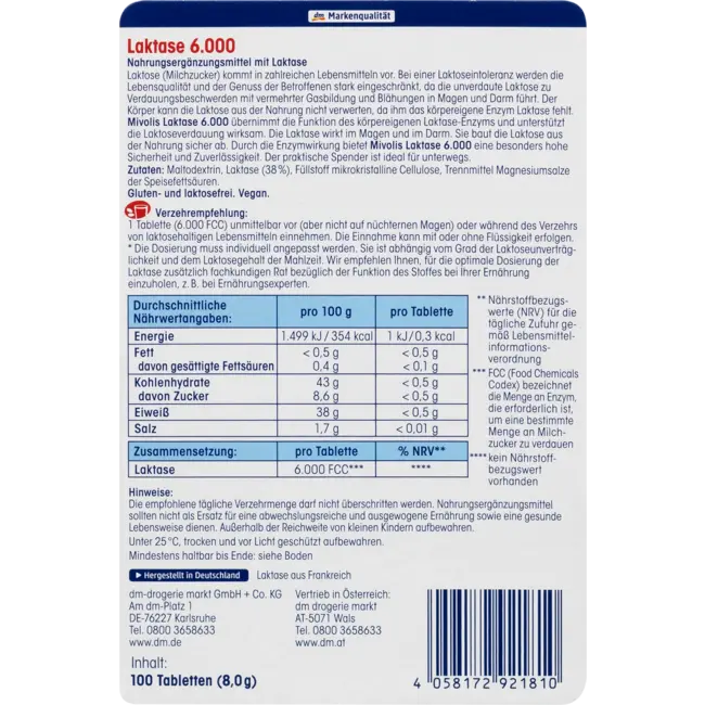 Mivolis Lactase 6000 Mini Tabletten 100 St 100 St