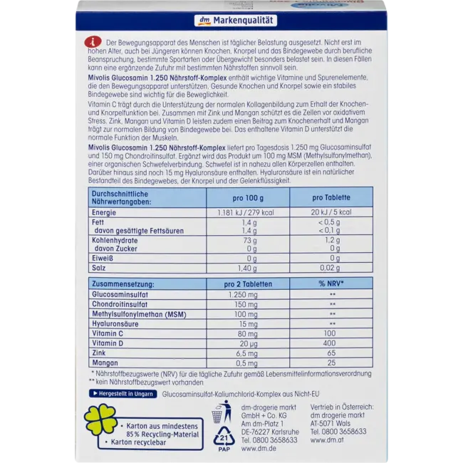 Mivolis Glucosamine 1.250 40 St