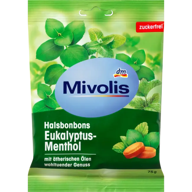 Mivolis Bonbon, Eucalyptus Menthol, Suikervrij 75 g