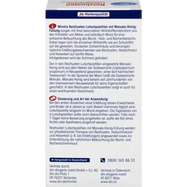 Mivolis Droge Hoest Pastilles Manuka 24 St