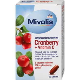 Mivolis Mivolis Cranberry + Vitamine C Capsules, 60 St