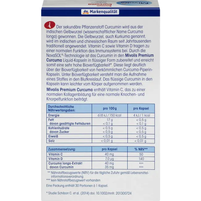Mivolis Premium Curcuma Capsules, 30 St. 19 g