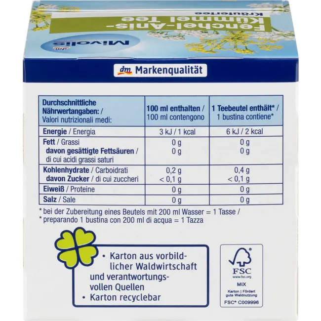 Mivolis Kruidenthee Venkel, Anijs, Karwij (12 Zakjes) 12 St