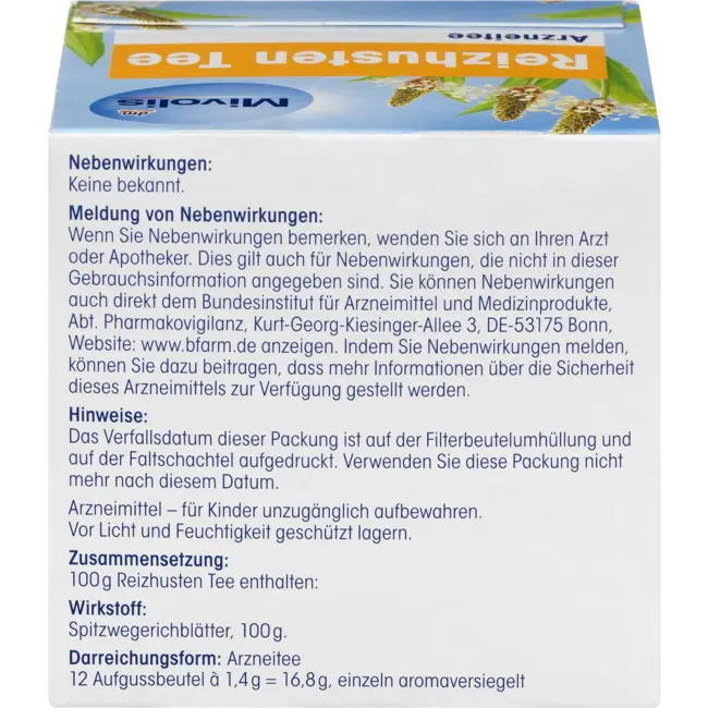 Mivolis Medicijnthee, Irriterende Hoestthee (12 Zakjes) 16.8 g