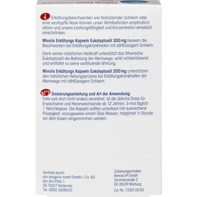 Mivolis Verkoudheidscapsules Eucalyptusolie 60 St