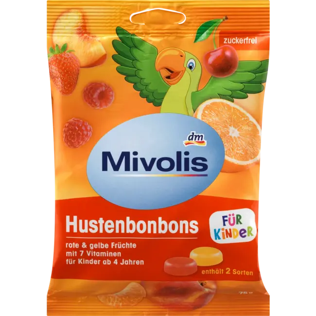 Mivolis Snoep, Rood En Geel Fruit Voor Kinderen, Suikervrij 75 g
