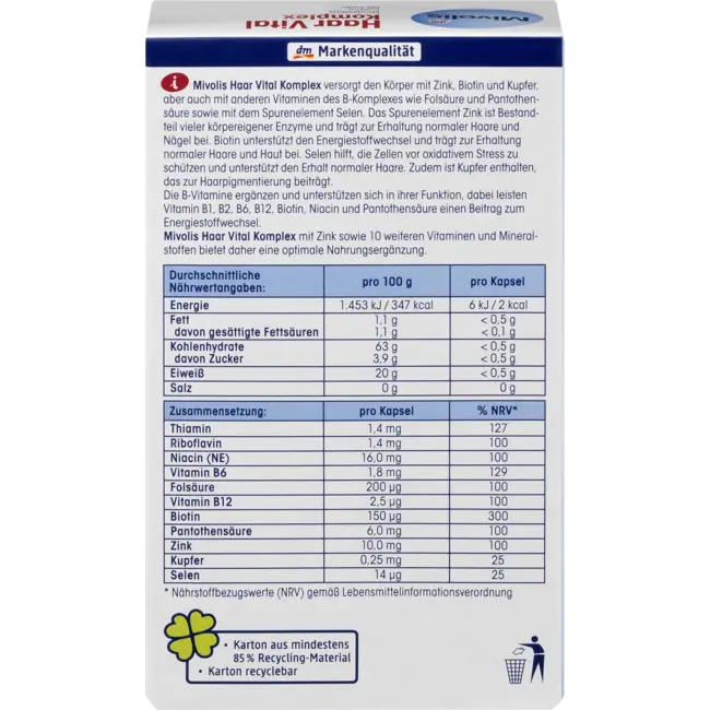 Mivolis Haar Vital Complex, Capsules 60 St. 26 g