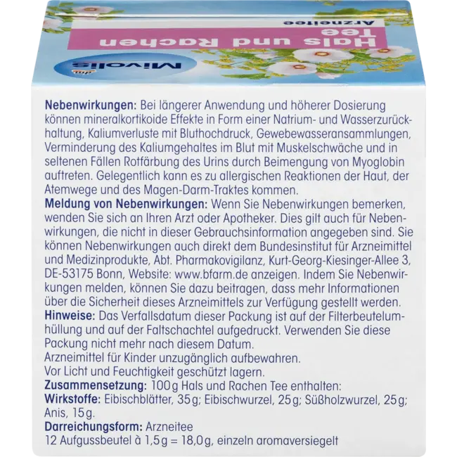 Mivolis Medicijnthee, Hals & Keel Thee (12 Zakjes) 18 g