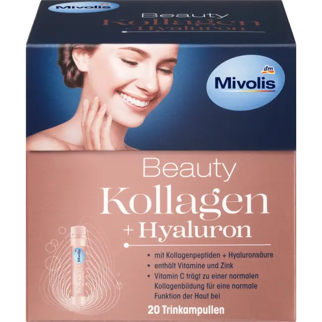 Mivolis Beauty Collageen + Hyaluron, Drinkampullen, 20 St. 500 ml