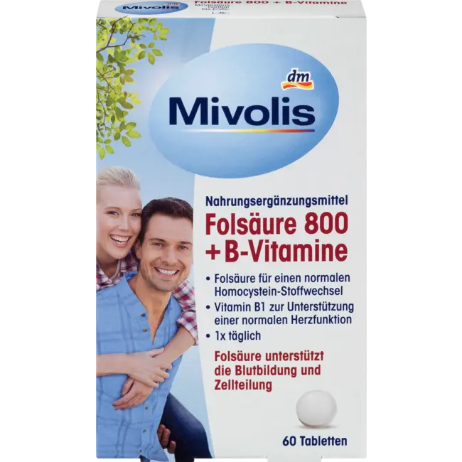 Mivolis Foliumzuur 800 + B-vitamines, Tabletten 60 St. 19 g
