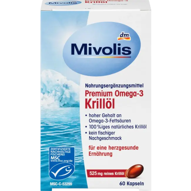Mivolis Premium Omega-3 Krill Olie, Capsules 60 St. 45 g