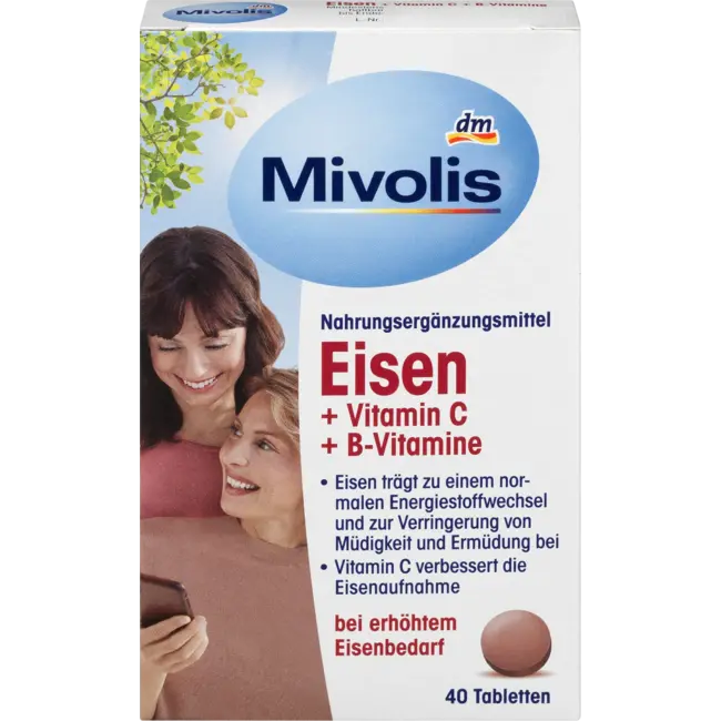 Mivolis Eisen + Vitamine C + B-vitamine, Tabletten, 40 St. 25 g