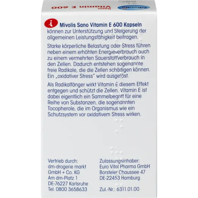 Mivolis Sano Vitamine E 600, Zachte Capsules 42 St
