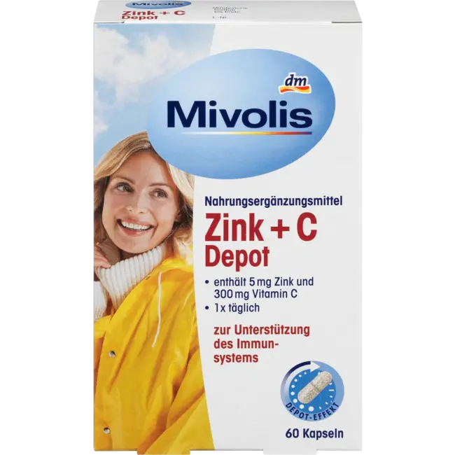 Mivolis Zink + C Depot Capsules 60 St. 38 g