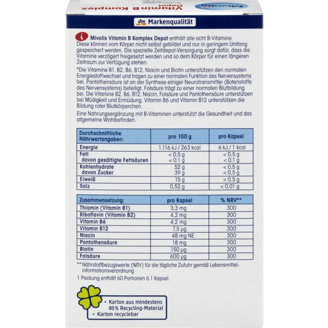 Mivolis Vitamine B Complex Depot, Capsules 60 St. 33 g