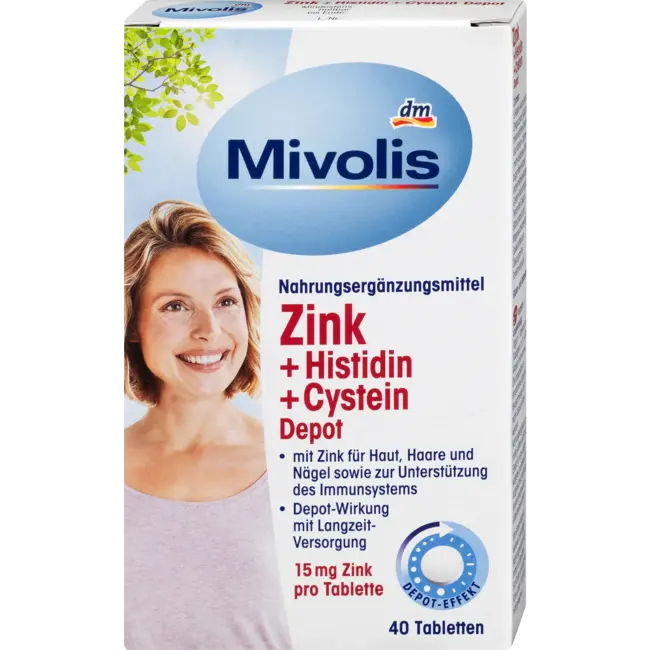 Mivolis Zink + Histidin + Cystein Depot, Tabletten 40 St. 19 g