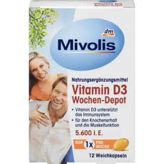 Mivolis Mivolis Vitamine D3 5600 I.e. Weekdepot Zachte Capsules 12 St.