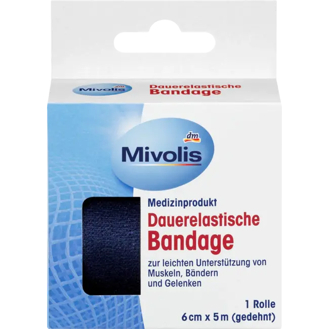 Mivolis Duurzame Elastische Bandage, 6 Cm X 5 M (uitgerekt), 1 Rol 5 m