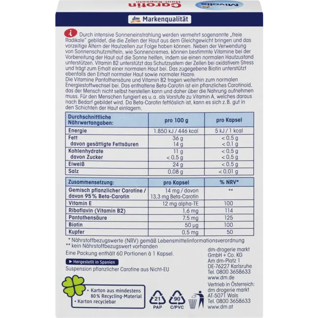 Mivolis Caroteen Huidcapsules 60 St. 16.2 g