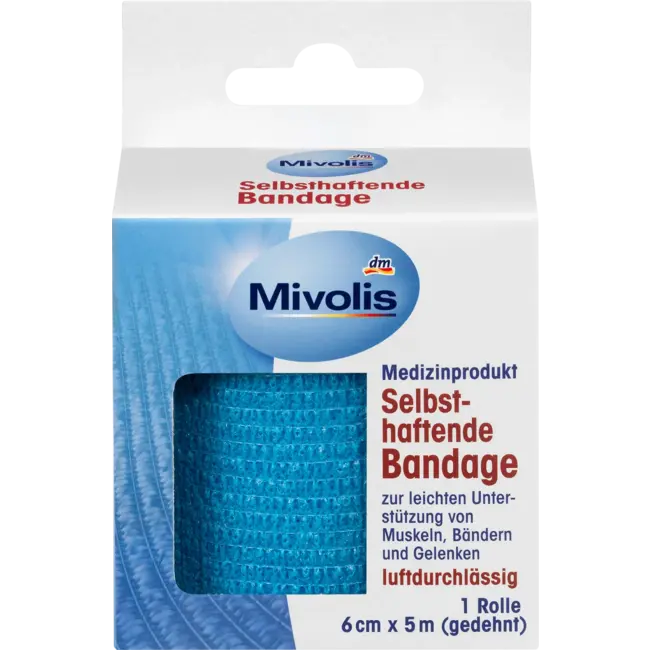 Mivolis Zelfklevende Bandage, 6 Cm X 5 M (uitgerekt), 1 Rol 1 St